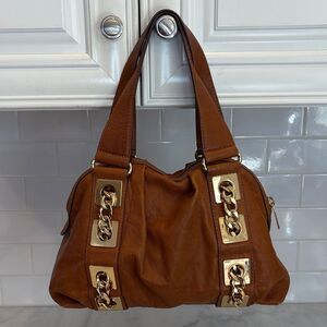 Michael Kors Bag Purse Handbag Leather Gold Chain Inner Pocket Double Strap Hobo